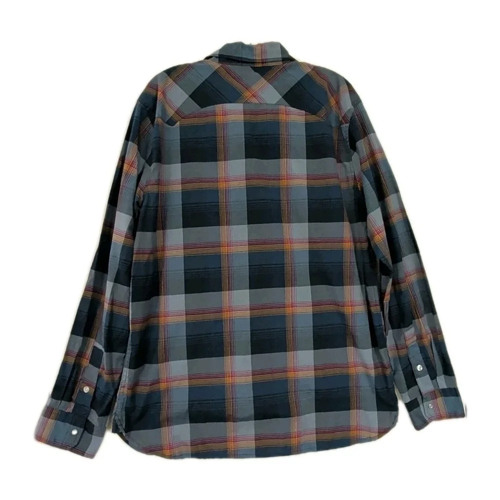Levi Pearl Snap‎ Long Sleeve Shirt Mens XL Blue Plaid Western Rodeo Landman